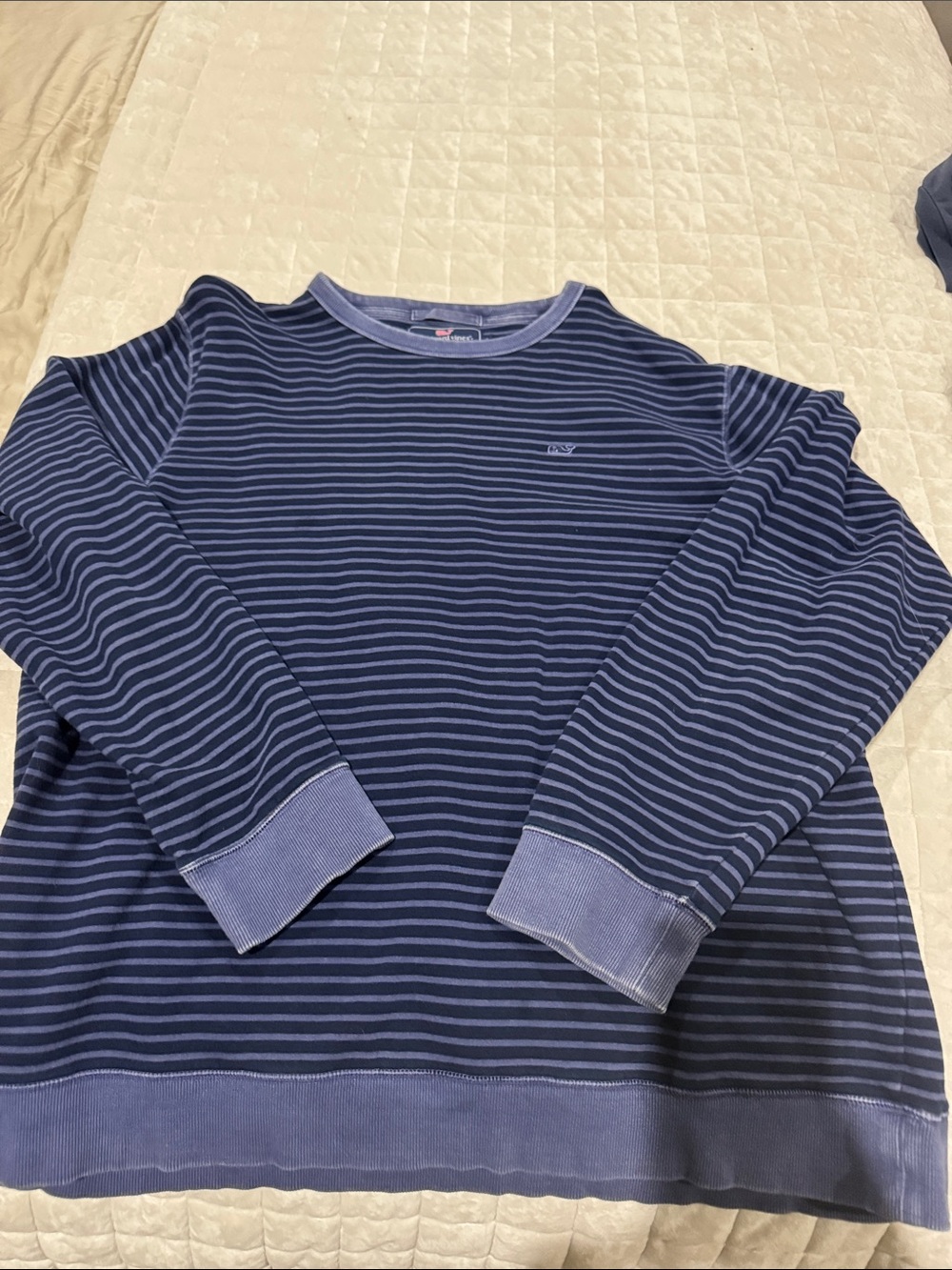 Men's Vineyard Vines XL Navy Striped Crewneck Sweatshirt